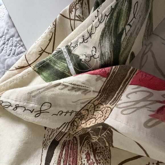 POTTERY BARN King Duvet Cover AMARYLLIS WINTER BIRDS PRINT Organic Cotton Button - Picture 8 of 12